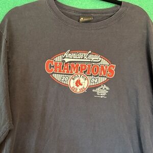 Boston Red Sox 2004 AL Champions Long Sleeve T-Shirt MLB Navy Large 100% Cotton